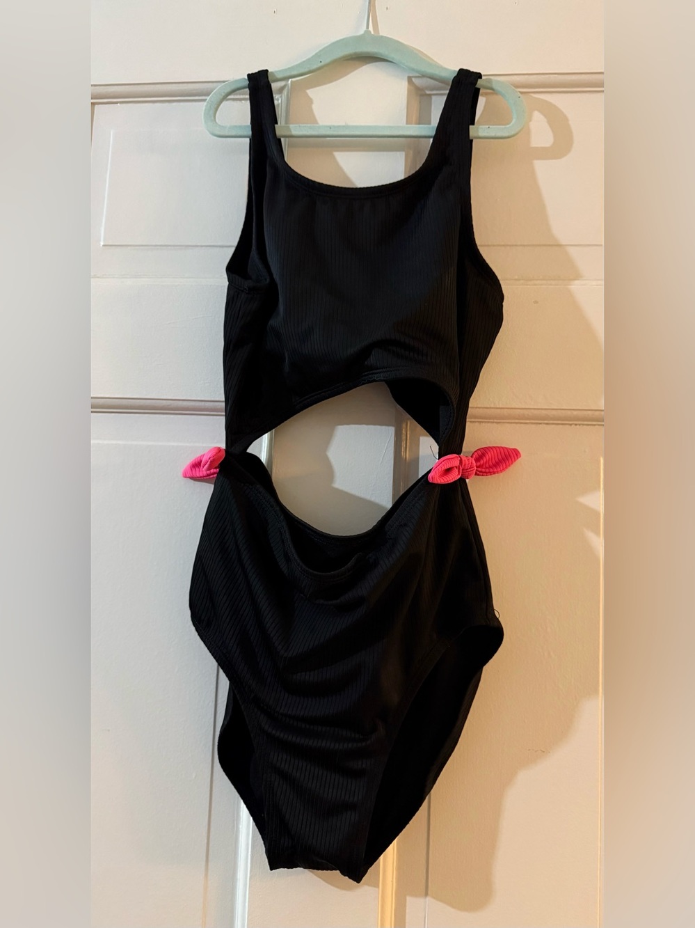 Cat & Jack Girls Black One-Piece Swimsuit with Pink Side Knots